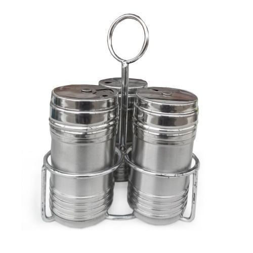 3 Pieces, Stainless Steel Spice Shakers - Silver