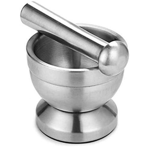 Stainless Steel Mortar and Pestle/Spice Grinder, Silver.