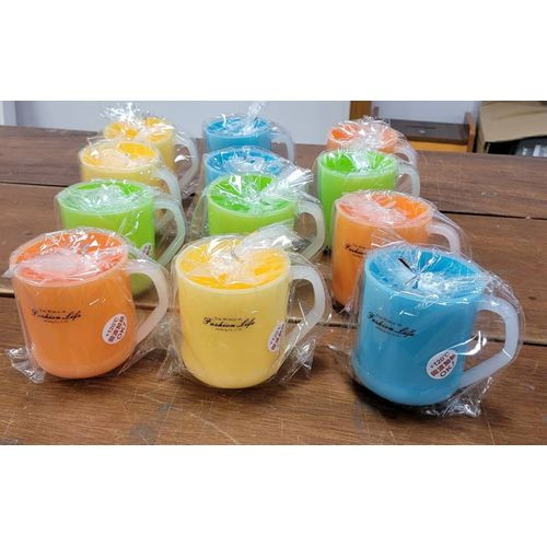12 Melamine Drinking Cups-Blue Green Purple Pink Orange Grey
