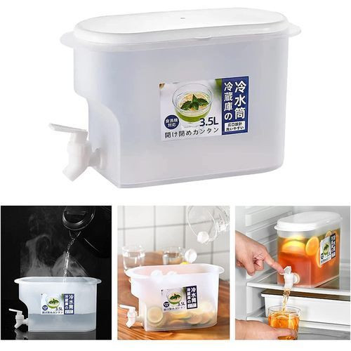 Fridge Beverage Dispenser Container With Faucet-Colourless.