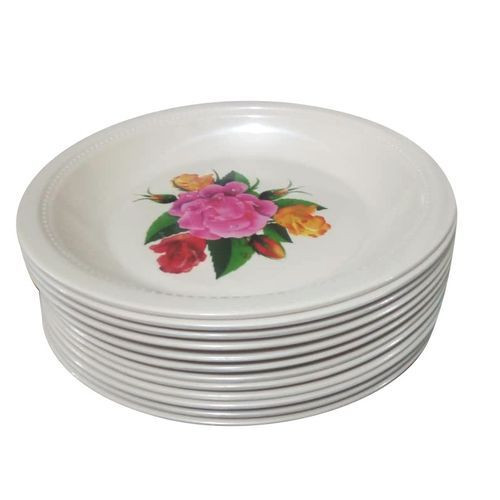12 Pieces Melamine Dinner Plates Flower Varies-Cream