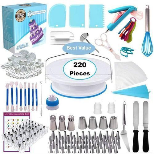 220 PCS Cake Decorating Turntable Lacing Nozzles Moulid Spat