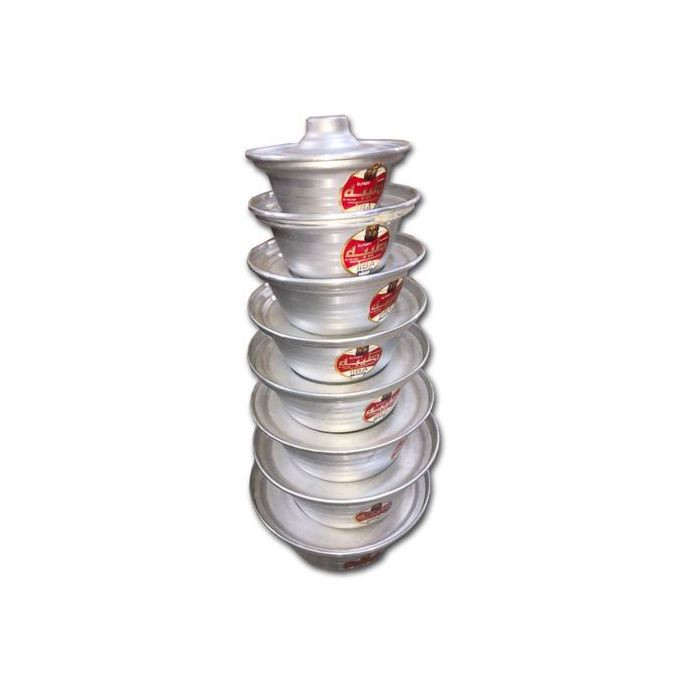 8Pcs Stainless Steel Cooking Pots - Silver