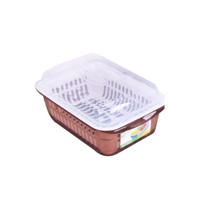 Double Layer Fruit Plate, Vegetable Basket, Kitchen Storage, Drainer-Brown.