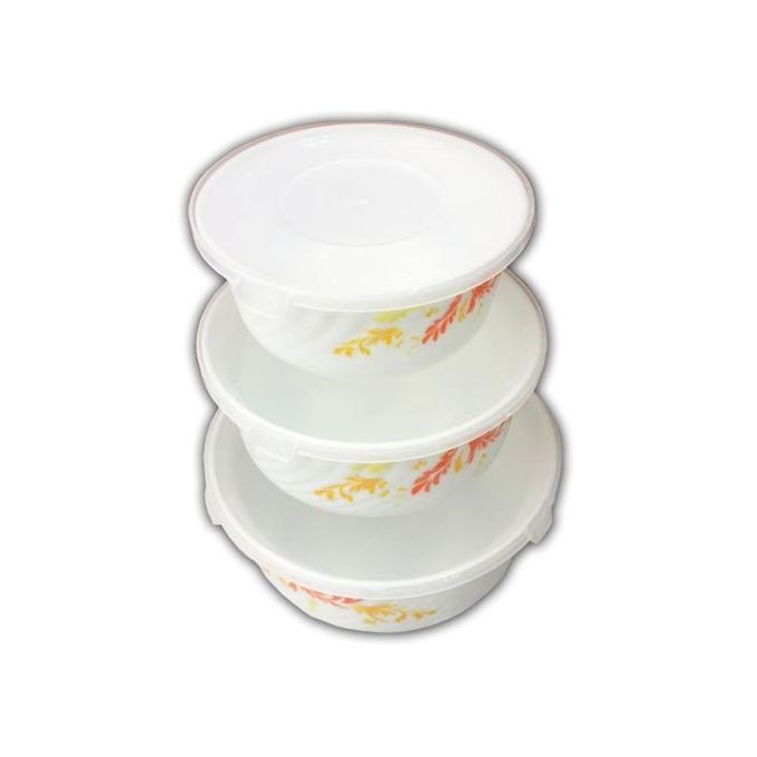 3 Ceramic Casserole Serving Dishes Flowers Vary - White