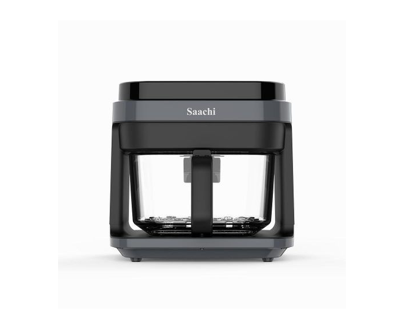 5.5 Electric Airfryer With Food Grade Tempered Glass Basket For Frying Healthy Food-Black