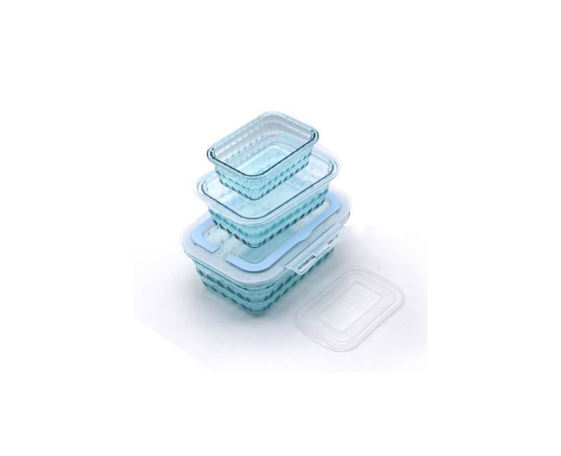 3 Pieces Acrylic Containers For Food Storage-Blue