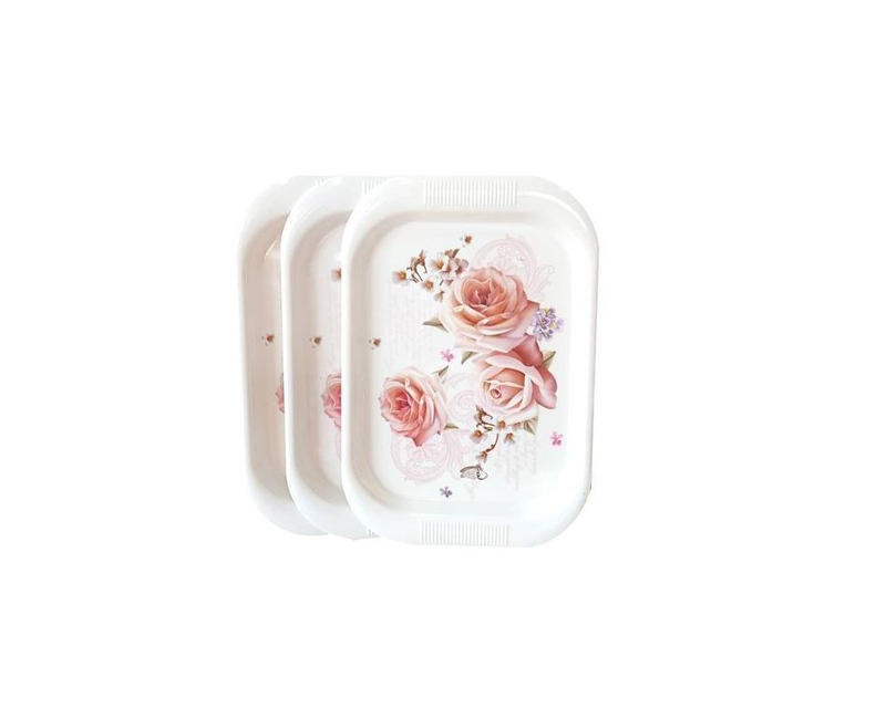 3 Pieces Set Of Melamine Trays-White