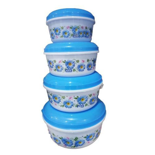 Adorable 4 Pieces Floral Plastic Containers For Storage-White