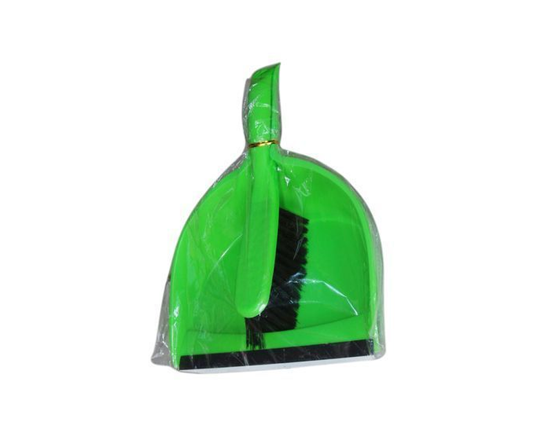 Portable Dust Pan A10 With A Broom - Green