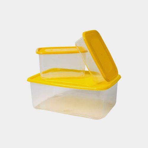 3 Pieces Plastic Containers For Storage Color For Lids Varies-Transparent