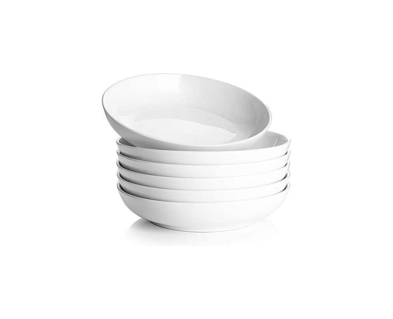 6 Pieces Of Deep Soup Plates Bowls, White.