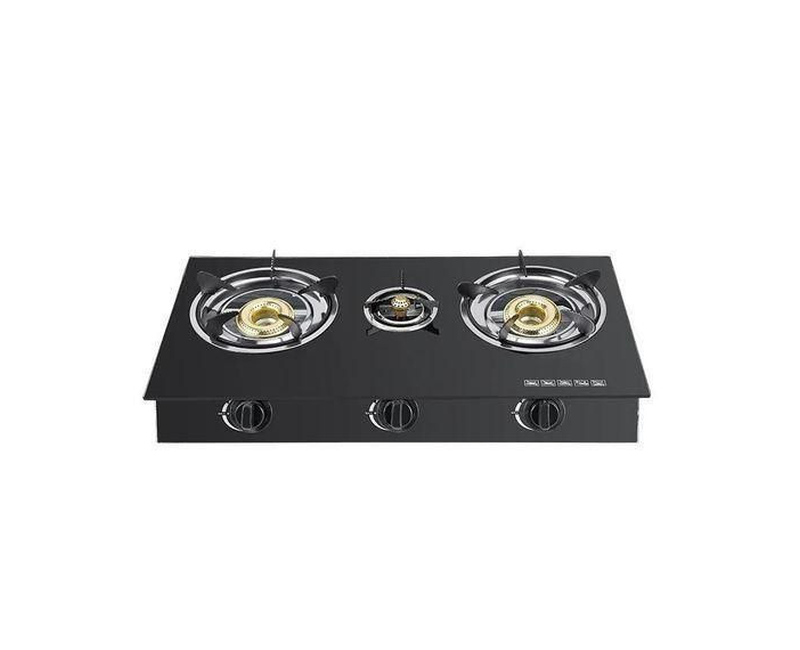 Gas Stove With Glass Top-Black