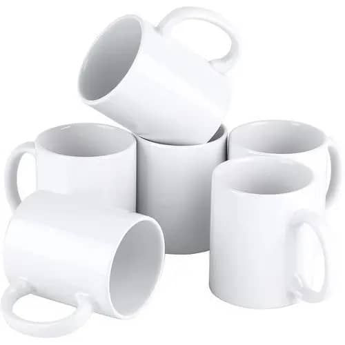 6 Pieces Set Of Ceramic Tea Coffee Cups -White