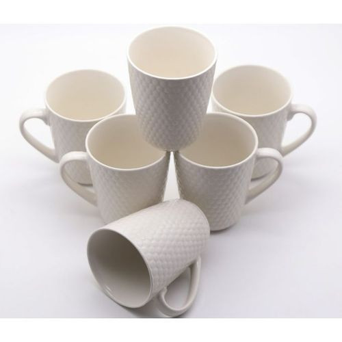 6 Pieces Set Of Ceramic Cups With Awesome Design - White