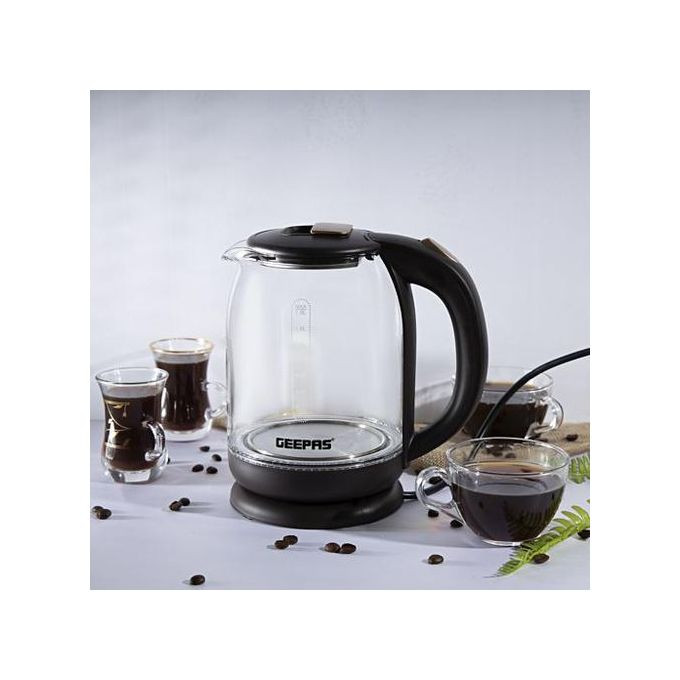 Electric Kettle With Glass Body, Boil Dry Protection 1.8L - Silver