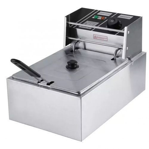 Heavy Duty Stainless Steel Single Electric Deep Fryer, 6 Litres - Silver.