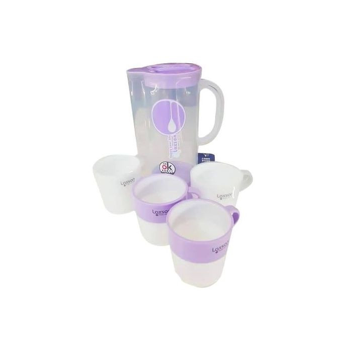 Plastic Water Jug With 4Cups Free Size - Transparent.