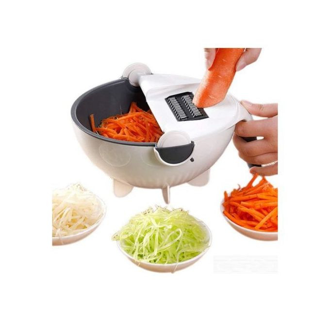 Basket Vegetable Cutter With Drain Basket - White, Grey