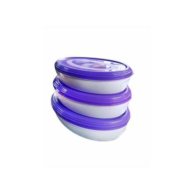3pcs Of Oval Food Containers - WhitePurple