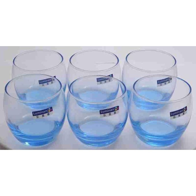 6 Pieces Whisky Glasses With Blue Base-Transparent