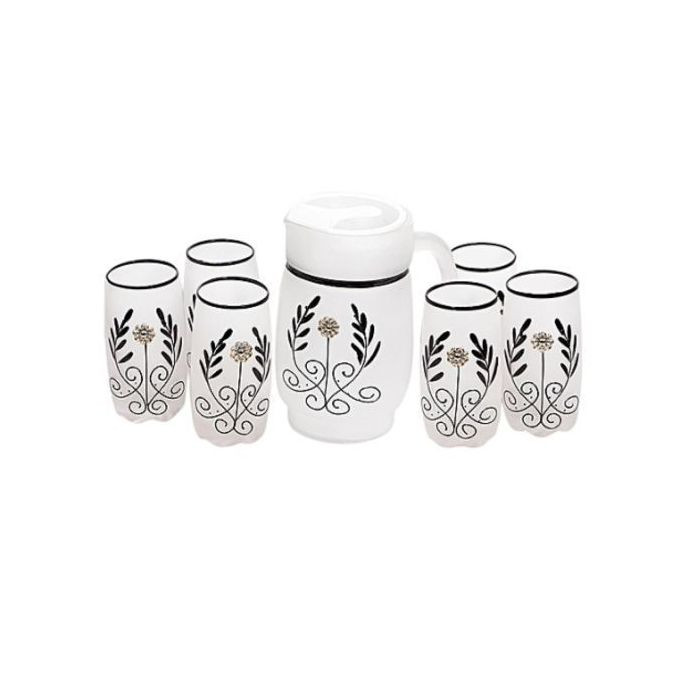 6 Piece Glasses And 1Piece Jug Water Set-Black.