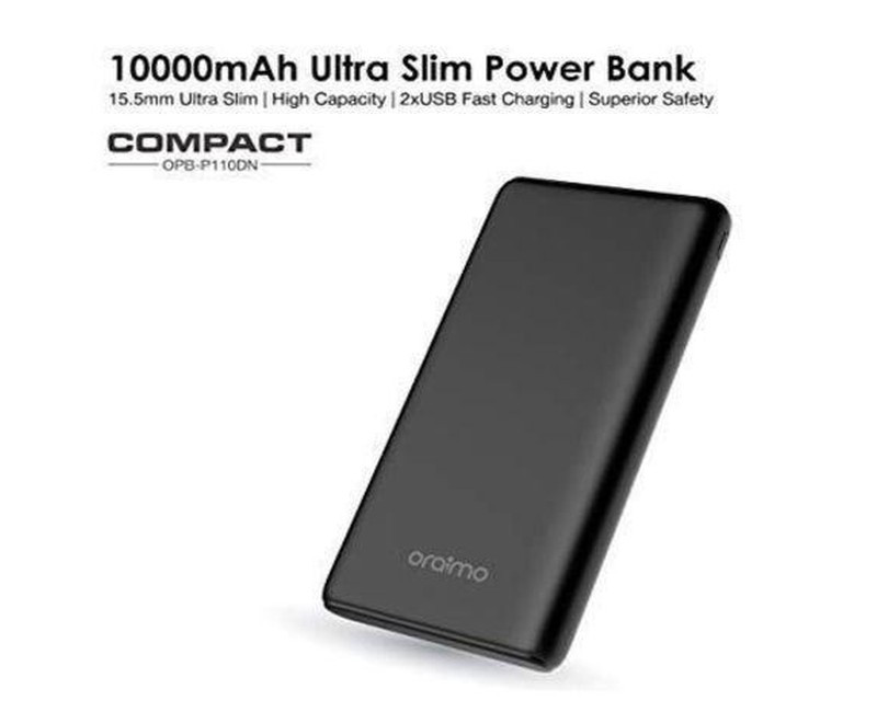 10000mAh Ultra-Slim Fast Charging Power Bank - Black