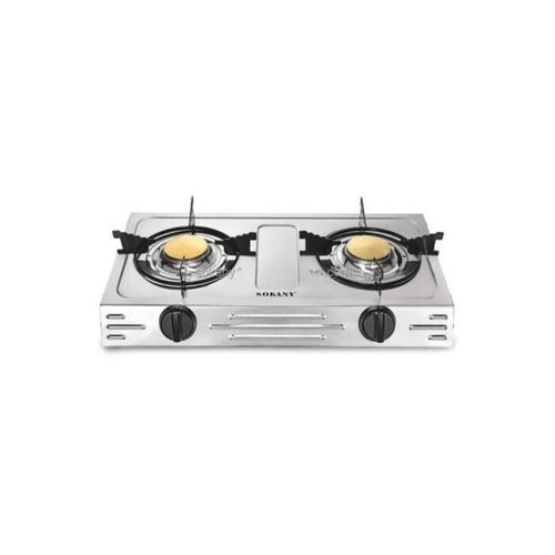 Double Burner Stainless Steel Top Gas Stove-Silver