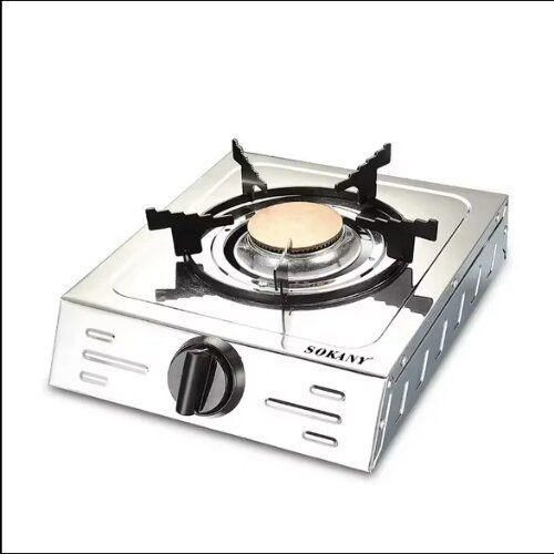 Single Burner Gas Stove With Stainless Steel Top-Silver