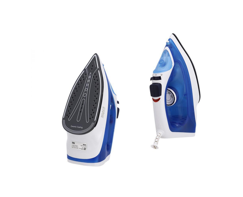 Steam And Dry Flat Iron With Ceramic Sole Plate - White, Blue 1122199 - Winningstar