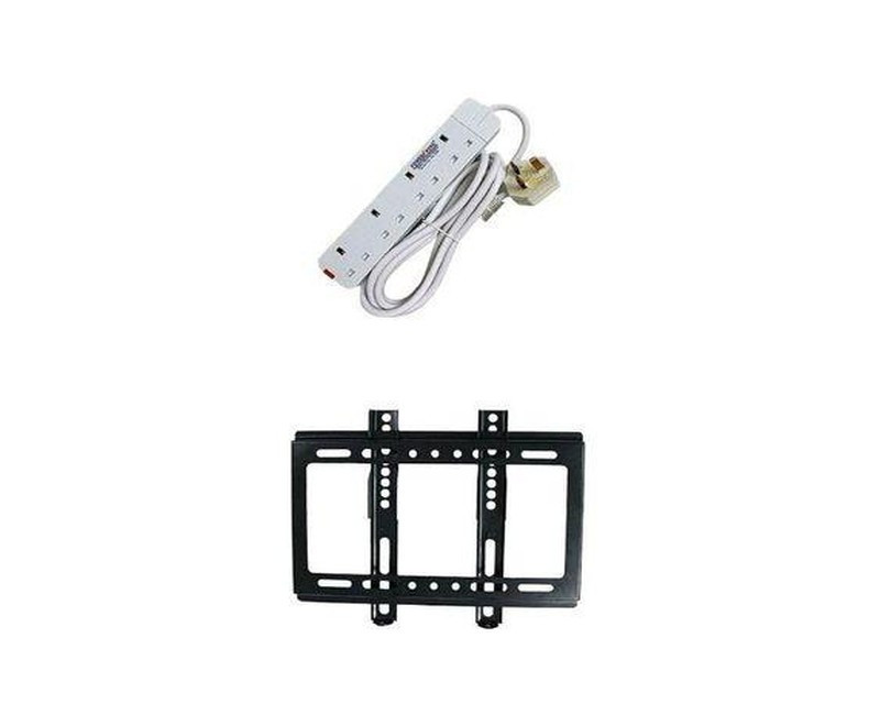 4 Way Power King Extension Cable & 14 To 42/43 TV Wall Mount - Black, White