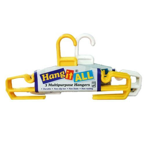 3 Pieces Plastic Clothes Hangers/Colors Vary - Multicolor