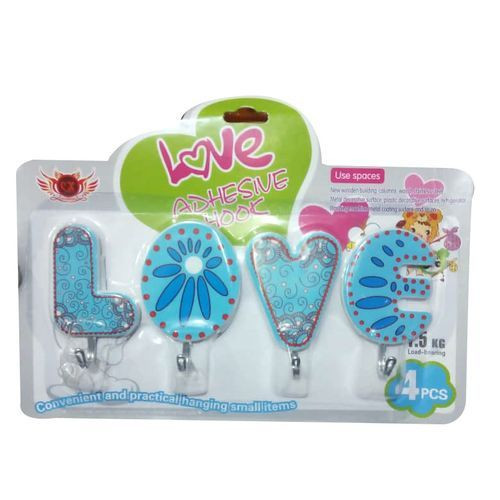 4 Love Strong Utility Hooks For Your Home/Colors And Designs Vary-Multicolor