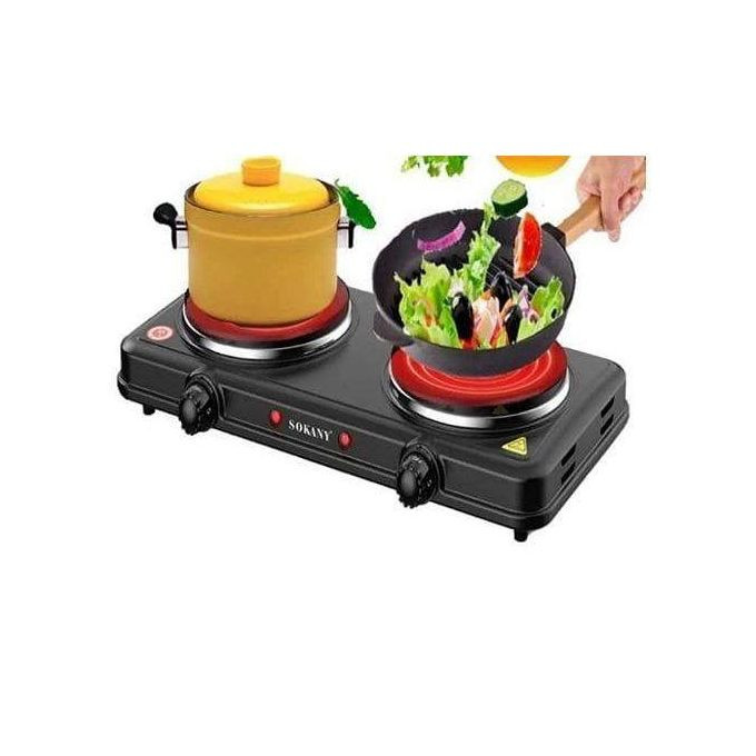 Eye Flat Dual Electric Stove High Fire Power 5 Gear Temperature Adjustment Hot Plate Cooker- Black.