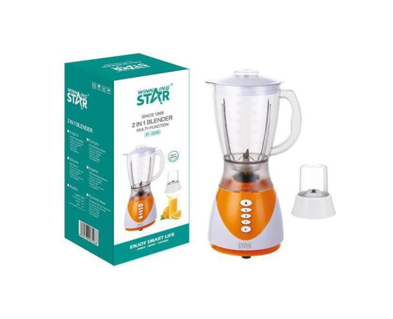 winningstar 2 in 1 multifunctional blender stainless steel blades 1.5 l jar ice crusher - white