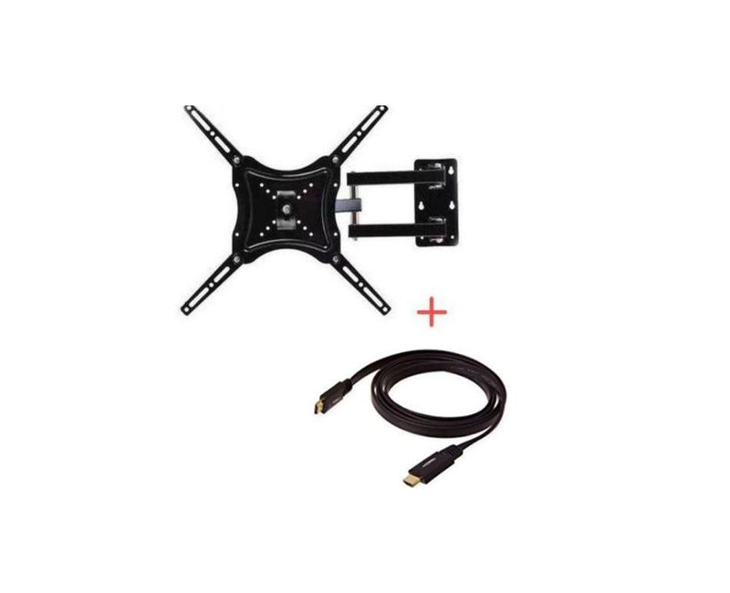 Package Of Rotating TV Mount 14 To 55 Inch Plus HDMI Cable - Black