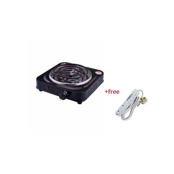 Single Coil Hot Plate, Electric Plus A Free 4 way extension- Black