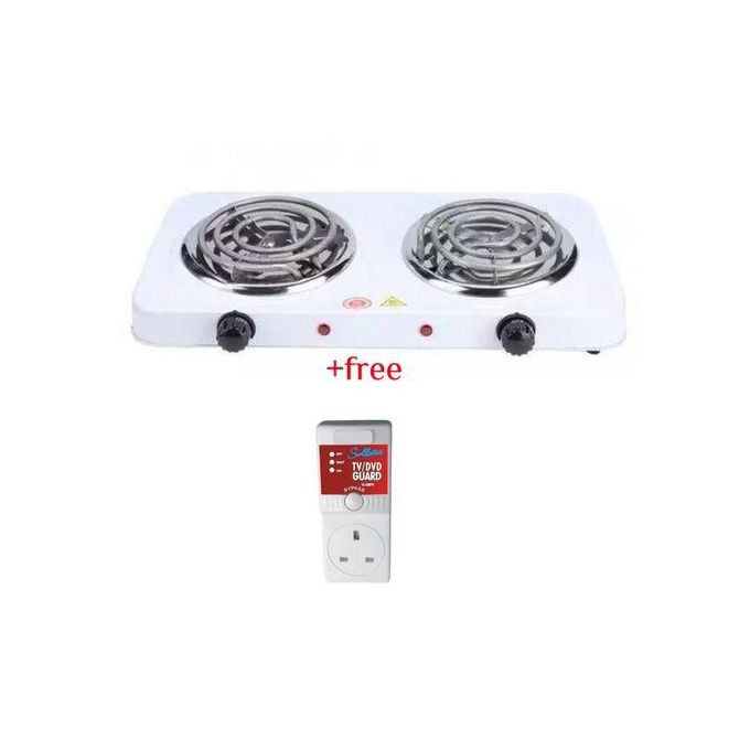 Double Coil Hotplate Cooker Plus A Free TV Guard- White