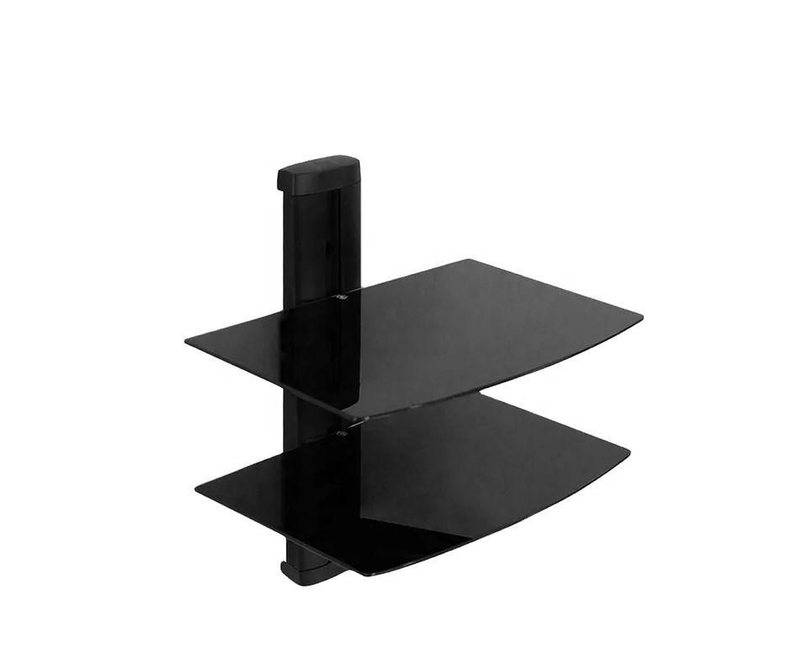 Zeno Black 2 FIoating Shelf with Strengthened Tempered Glass for DVD Players/Cable Boxes/Games Consoles/TV Accessories- Black