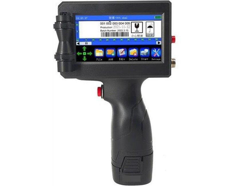 12.7mm Intelligent Handheld Printer Code Qr Code Logo Touch Screen Free Encryption Fast Drying Inkjet Printer for Barcode Production Date Logo Serial Number Variable QR Code Coding Machine Printing Production Date Batch Number- Black