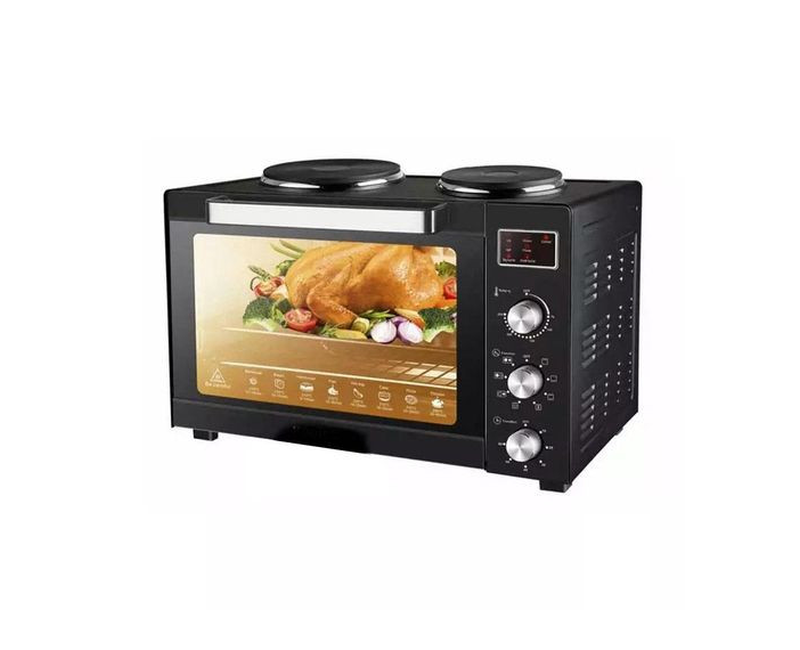 Electric Baking Oven With 2 Hot Plates-Silver/Black
