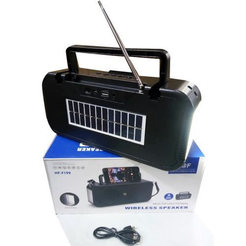 Bluetooth Wireless Speaker With Solar Panel And Torch-Black