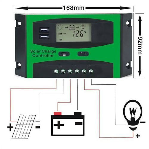 Pwm Solar Charge Controller 30A 12V 24V Auto PWM With 5V Dual USB Port Multiple Protection LCD Display Solar Panel Charging Discharging Regulator - Green