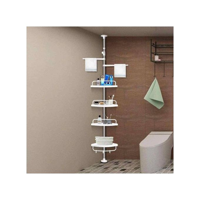 Adjustable Multi Corner Shelf Bathroom Organizer Storage Rack -White.