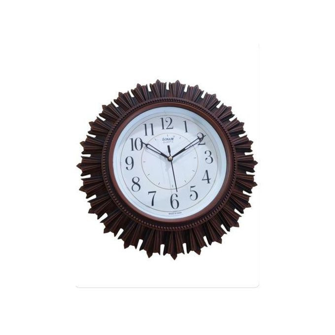 Classic Round Wall Clock - White,Brown