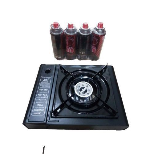 Portable Travel Gas Stove With Small Gas Cylinder - Black