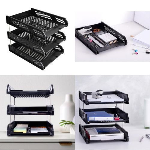 A4 Letter Tray Office Documents Papers Desk Storage - Black