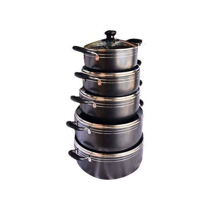 10pc Nonstick Cookware Set - Black