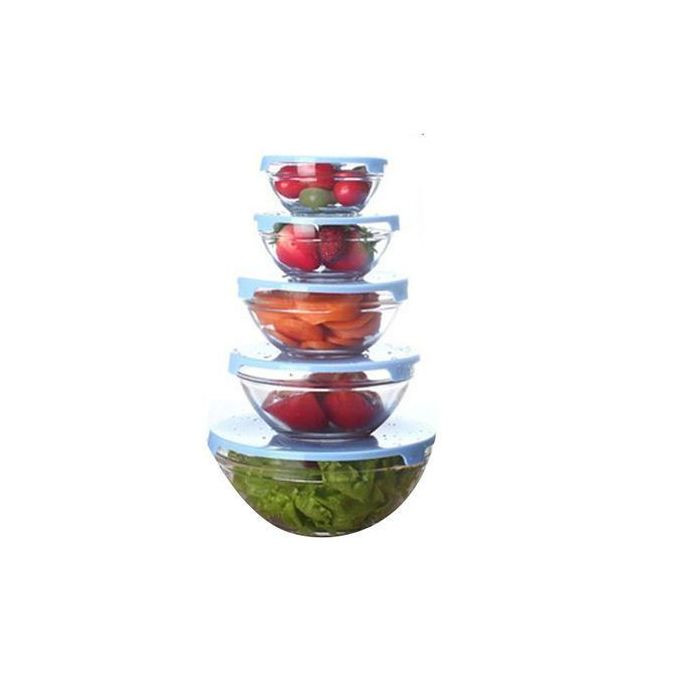5 pcs Glass Bowl Set Transparent - Clear