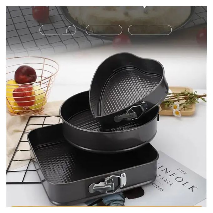 3Pcs Cake Mould Non-stick Bakeware Set - Black